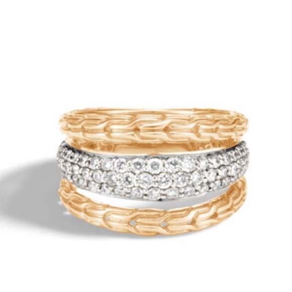 John Hardy Gold Chain Diamond Ring - Picture 3 of 8